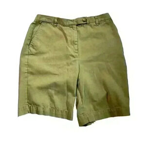 Lands End Shorts Girls Size 10 Plus Beige High Rise Adjustable Waist Cotton Poly